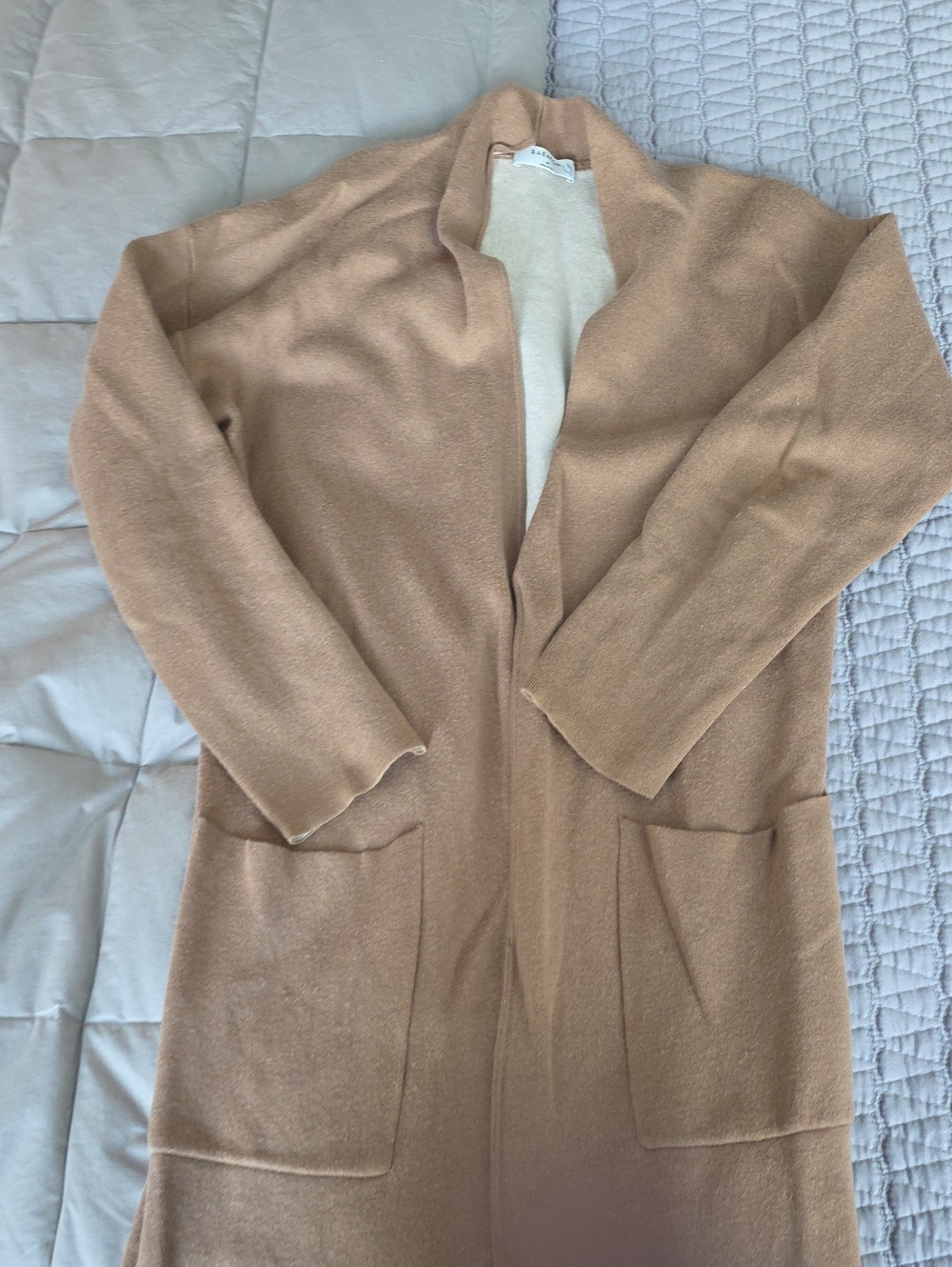 Babaton Long Open-Front Cardigan in Camel